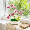 Orquídea Mariposa Artificial Creativa y Rosa Maceta de Flores Falsas Planta para Escritorio de Hogar y Oficina, Flor Artificial de Tacto Realista Planta Verde Bonsái Decoración