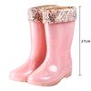 Botas de chuva altas femininas, moda feminina, forradas com lã, capa de algodão, antiderrapantes, resistentes ao desgaste, à prova d'água, sapatos aquáticos de PVC, botas de chuva transparentes para adultos, atacado