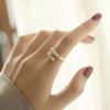 Anillo Abierto de Zirconia de Alta Textura Bambú Diseño de Nicho Femenino Anillo para Dedo Índice Rojo de Internet de Moda Viento Frío Antidesvanecimiento