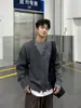 Suéter de punto de mohair para hombre MRCYC, suéter informal de moda estilo coreano para otoño, top holgado de cuello redondo