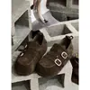 Otoño 2026 Nuevo Retro Gamuza Hebilla Oculta Aumento de Altura Suela Gruesa Slip-on Casual Zapatos Birkenstock para Mujer
