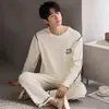 Pijama Masculino Primavera e Outono Manga Longa Algodão Puro Outono e Inverno Verão Fino Casual Tamanho Grande Masculino Algodão Puro Roupa de Casa conjunto