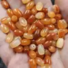Contas de jade em formato de milho dourado de Hotan, Xinjiang, contas soltas, contas de jade quartizito redondas ovais laranja-avermelhadas para acessórios de joias