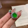 Colgante de Huevo de Paloma de Jade Helado de Alta Calidad Incrustado, Cadena para Clavícula de Moda con Colgante Incrustado de Ágata Verde y Ágata Rosa