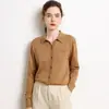 Suéter de Cachemir de Hilo Fino con Cuello Polo para Mujer, 68 Piezas, Nuevo Estilo Camisa de Punto con Cuello Solapa, Cárdigan de Manga Larga para Vestir en Capas