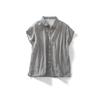 Camisa Branca Manga Curta Solta Estilo Literário em Algodão Puro com Gola Dupla e Etiqueta de Exportação Única Japonesa para Mulheres