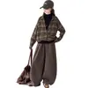 Conjunto de Roupa para Meninas Primavera e Outono 2026 Novo Estilo Coreano Tendência Camisa Xadrez Conjunto de Três Peças para Crianças Mais Velhas