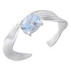 Anillo de línea de circón azul frío con textura, diseño de nicho, de alto nivel, versátil, abierto, para mujer, para el dedo de comida