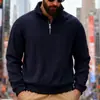Suéter Casual Americano Retro Transfronteiriço com Gola Alta e Zíper, Malha Solta Pesada, Costura Jacquard, Moletom de Manga Longa Outono e Inverno