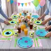 Conjunto de Decoração de Aniversário de Monstro Fofo Colorido Adorável Monstro Pratos de Papel Copos de Papel Caminho de Mesa Topper de Bolo Suprimentos para Festa