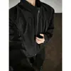 Jaqueta Masculina de Couro PU Tie-Dye Patchwork Desconstruído Americano Outono Peso Pesado Casual Gola Alta Roupa Exterior Tendência Canalha Cool Top de Couro