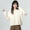 Suéter Grueso Gris de Cuello Redondo para Mujer 2026 Otoño Invierno Nuevo Diseño Sensación Encaje Parche Tejido de Punto Jersey Corto