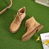 Botas de Algodón Versátiles, Botas Cortas de Nieve de Cuero Suave para Mujer, Nuevo Estilo Invierno 2026, Forradas de Felpa, Suela Plana, Cuadros, Blanco, Botas Cortas Talla Grande
