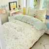 Juego de Ropa de Cama Individual de Tres Piezas de Algodón Puro para Dormitorio de Estudiantes Universitarios, Juego de Cuatro Piezas de Sábana y Funda de Edredón de Algodón