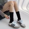 Calcetines Shannon Estilo Coreano Grises con Rayas Verticales Delgados Delgados Color Sólido Ins Sencillos Adelgazantes Apilados Calcetas para Mujer Combinan con Todo