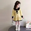 Vestido de Punto Estilo Academia para Niña Nuevo Estilo Primavera y Otoño Vestido Elegante para Bebé Vestido de Falda Plisada de Lana para Niños