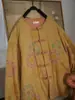 Nuevo Estilo de Invierno Algodón de Sarga con Estampado Retro Cuello Redondo Puños con Botones Bloque de Color Estilo Chino Chaqueta de Algodón 498008