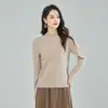 Suéter de Lã Gola Alta Meia-Calça Novo Estilo para Mulheres, Outono e Inverno, Feito de Mistura de Lã de Ovelha e Cashmere, Malha Base de Corte Justo, Versátil para o Dia a Dia