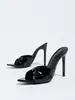 Mula de tiras cruzadas de punta fina de tacón de aguja de alta calidad para primavera-verano transfronteriza, zapatos de mujer, a la moda, versátiles, elegantes, sandalias de tacón alto de comercio exterior