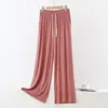 Pantalones Anchos Holgados Finos de Talla Grande para Primavera y Verano, Casuales, con Cordón, Cintura Elástica, Bolsillos, Pantalones para Casa, Pantalones Casuales Nuevos para Mujer
