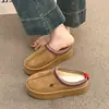 Pantuflas de algodón de moda para mujer, botas de nieve con plataforma, nuevo estilo de invierno 2026, diseño de media pantufla de punta cerrada, forradas de felpa para abrigar, zapatos de algodón para mujer