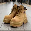Botines Martin para mujer 2026 nuevo modelo estilo británico para aumentar la altura, botas amarillas para primavera y otoño, botines de suela gruesa para personas menudas, aptos para todas las estaciones