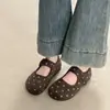 Zapatos Mary Jane para Mujer Estilo Temperamento Otoño 2026 Nuevo Estilo Coreano Gamuza Velcro Adhesivo Corte Bajo Suela Plana Zapatos de una Sola Pieza Punta Redonda Lunares
