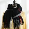 Bufanda para Mujer Otoño e Invierno Imitación Cachemira Bufanda Dulce a Rayas Japonesa y Coreana Chal Cálido Transfronterizo Bufanda Mediana