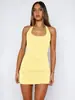 Vestido Y2K Europeu e Americano Transfronteiriço Halter Decote U 2025 Novo Moda Mulher Hot Girl Cor Pura Sem Costas Sexy