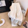 Nuevos Pantalones Casuales de Satén Jacquard Chinoiserie con Cintura Elástica para Mujer Primavera 2025 Estilo Nacional Cintura Alta Caída Efecto Adelgazante Pierna Ancha