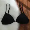 Sujetador de copa triangular estilo francés para mujer con tirantes finos, espalda bonita, cuello halter, cierre delantero, push-up, fino, sujetador sin costuras para verano