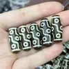 Fábrica de Collares de Cuentas Dzi de Ágata Natural del Tíbet con Proceso de Incrustación de Tres Ojos y Nueve Ojos Desgastados de Color Marrón
