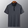 Conjunto de Seda de Hielo Manga Corta Verano Sensación de Hielo Camisa Polo Cuello Campana Estilo Delgado Papá Conjunto de Dos Piezas para Hombres de Mediana Edad y Mayores Conjunto Completo