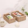 Cesto de armazenamento trançado, caixa organizadora para mesa de centro, cesto para guardar lanches e cosméticos, caixa organizadora de vime, organizador de mesa para casa