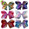Haochuan Europa y Estados Unidos horquilla de lazo para niños transfronteriza 8 pulgadas PU serie láser tela accesorios para el cabello para niñas 20CM
