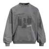 Sudadera con cuello redondo y estampado abstracto estilo americano para hombre, primavera y otoño, holgada, casual, vintage, moderna, pullover, camisa deportiva