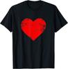 Comercio Exterior 2025 Día de San Valentín Nuevo Producto Camiseta de Pareja Estampada Corazón Rojo Cuello Redondo Manga Corta