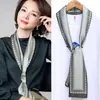Bufanda Larga Estrecha Versátil Estilo Coreano para Mujer en Primavera y Otoño, Adecuada para Atar el Cabello, Elegante Pañuelo Cuadrado para Combinar con Trajes y Camisas