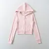 2611-26 Otoño estilo americano sudadera con capucha de manga larga color macarrón ajuste ceñido chaqueta cárdigan deportiva