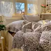 Conjunto de Renda de Algodão Estilo Ins Quatro Peças, Saia de Cama Estilo Coreano Classe A, Capa de Edredom de Algodão Puro, Conjunto de Três Peças Renda Vintage Estilo Princesa para Dormitório