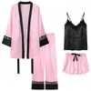 Pijama Delgado Estilo Ins Transfronterizo de Comercio Exterior para Mujer, Conjunto de Siete Piezas para Primavera y Otoño, Ropa de Casa con Patrón de Grulla, Pijama Delgado para Todas las Estaciones
