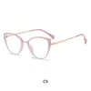 Gafas de Moda Cat-Eye Europeas y Americanas de Moda con Protección contra Luz Azul, Aptas para Lentes Graduados, Montura de Metal
