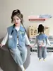 Chaleco de Mezclilla para Niña Primavera Otoño 2026 Nuevo Elegante Ropa de Abrigo de Otoño Chaleco Infantil Moda Bebé Ropa de Otoño Chaqueta