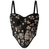 Camisola sexy de encaje con lentejuelas estilo europeo y americano, con sujetador incorporado y varillas