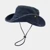 Sombrero de Vaquero de Montañismo Cortavientos para Exteriores de Otoño Personalizado Grueso Lavado Desgastado Algodón Puro Retro Protector Solar Sombrero de Pescador