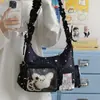 Bolso ita estilo japonés Y2K para mujer, bolso de hombro transparente con retazos de gran capacidad, bolso cruzado dulce para niñas y estudiantes de secundaria