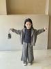 Otoño e invierno 2024 nueva ropa coreana para niños suéter con capucha cárdigan pantalones de pierna ancha traje de suéter de 2 piezas para niñas