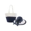 Bolsa de Ombro para Viagem ao Ar Livre, Chapéu de Sol de Aba Larga, Bolsa de Praia, Conjunto de Duas Peças, Bolsa Tote de Grande Capacidade para Litoral, Fábrica de Bolsas de Palha