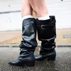 Botas de Caña Ancha con Punta Fina Fruncidas y Apiladas 2026 Primavera Nuevo Diseño de Nicho Estilo Coreano Botas Largas Botas de Montar de Tubo Alto para Mujer