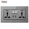 Tipo 86 padrão britânico USB Tipo c painel de soquete britânico Hong Kong tomada de parede padrão britânico 146 duplo soquete cinza